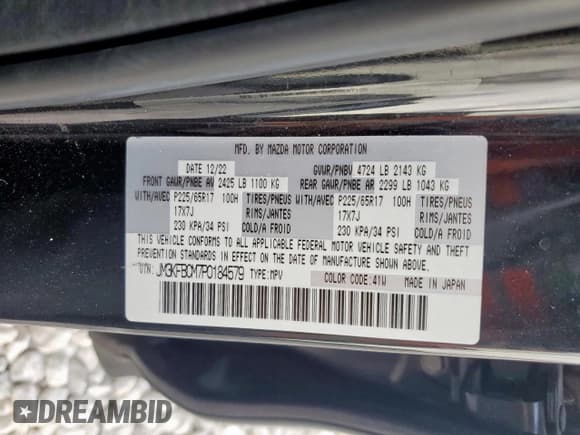 ✅ 2023 Mazda CX-5 S Preferred • VIN: JM3KFBCM7P0184579 • Lot: 92402295. Listed on Copart with 39,256 mi. Free auction sales archive from the USA and detailed vehicle history report at DreamBid. Image 14.