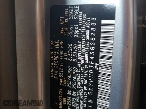 ✅ 2025 Kia Sorento X-Line EX • VIN: 5XYRHDJF4SG382833 • Lot: 62180405. Wystawiony na Copart z przebiegiem 1 420 mil. Bezpłatny archiwum sprzedaży aukcyjnych z USA i szczegółowy raport historii pojazdu na DreamBid. Zdjęcie 13.