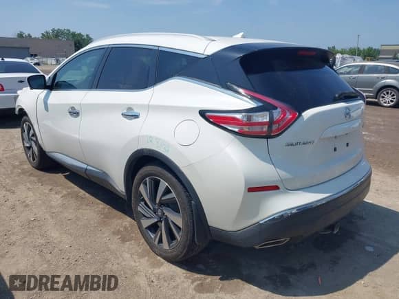 2016 Nissan Murano SV with VIN 5N1AZ2MH9GN121981, listed as a IAAI auction lot 42905157 with 126,558 mi miles and . Bid and sale history available at DreamBid. Image 3.