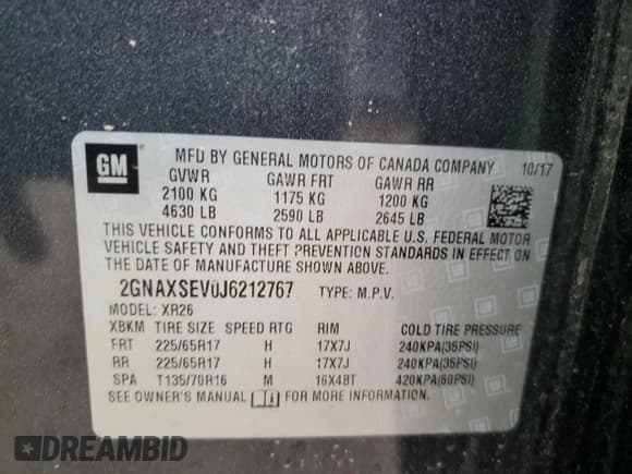 ✅ 2018 Chevrolet Equinox LT • VIN: 2GNAXSEV0J6212767 • Лот: 70211975. Опубликован ранее на Copart с пробегом 61 635 миль. Бесплатный доступ к архиву аукционных продаж из США и подробный отчёт об истории автомобиля на DreamBid. Изображение 12.