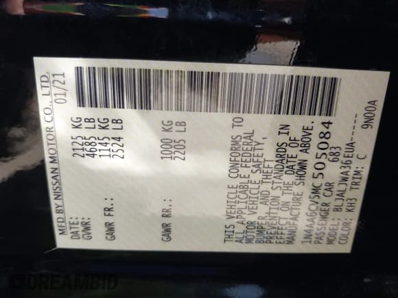 ✅ 2021 Nissan Maxima SV • VIN: 1N4AA6CV5MC505084 • Lot: 43106251. Wystawiony na IAAI z przebiegiem 76 397 mil. Bezpłatny archiwum sprzedaży aukcyjnych z USA i szczegółowy raport historii pojazdu na DreamBid. Zdjęcie 9.