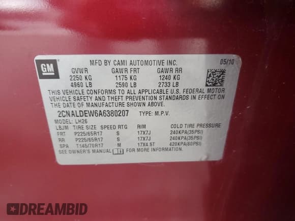 ✅ 2010 Chevrolet Equinox 1LT • VIN: 2CNALDEW6A6380207 • Lot: 91077755. Wystawiony na Copart z przebiegiem 202 272 mil. Bezpłatny archiwum sprzedaży aukcyjnych z USA i szczegółowy raport historii pojazdu na DreamBid. Zdjęcie 13.