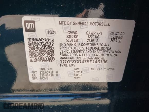 ✅ 2025 Cadillac XT4 FWD Premium Luxury • VIN: 1GYFZCR47SF146106 • Lot: 42324320. Listed on IAAI with 4,601 mi. Free auction sales archive from the USA and detailed vehicle history report at DreamBid. Image 9.