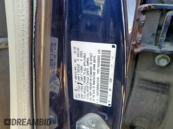 ✅ 2008 Honda Accord EX-L • VIN: 1HGCP36858A072181 • Lot: 92673405. Listed on Copart with 174,334 mi. Free auction sales archive from the USA and detailed vehicle history report at DreamBid. Image 12.