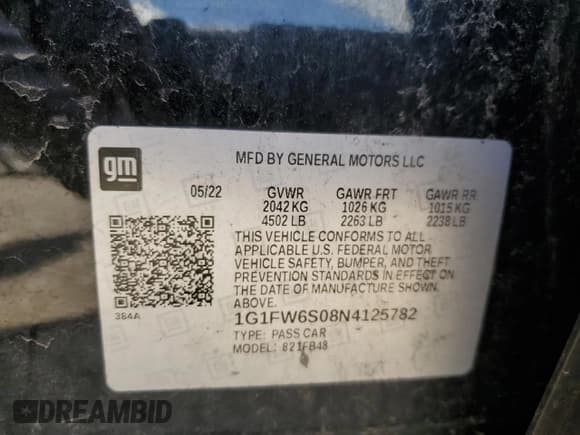 ✅ 2022 Chevrolet Bolt EV 1LT • VIN: 1G1FW6S08N4125782 • Lot: 59050094. Wystawiony na Copart z przebiegiem 46 836 mil. Bezpłatny archiwum sprzedaży aukcyjnych z USA i szczegółowy raport historii pojazdu na DreamBid. Zdjęcie 12.