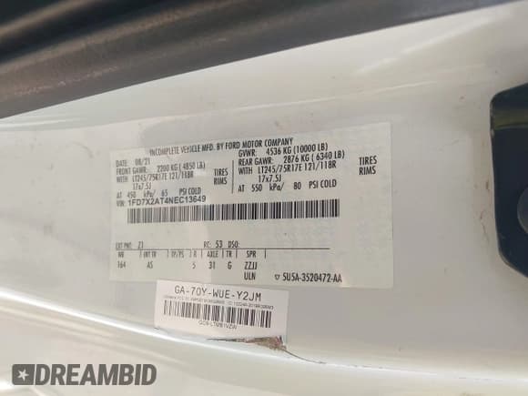 ✅ 2022 Ford F-250 • VIN: 1FD7X2AT4NEC13649 • Лот: 43132081. Опубликован ранее на IAAI с пробегом 138 509 миль. Бесплатный доступ к архиву аукционных продаж из США и подробный отчёт об истории автомобиля на DreamBid. Изображение 9.