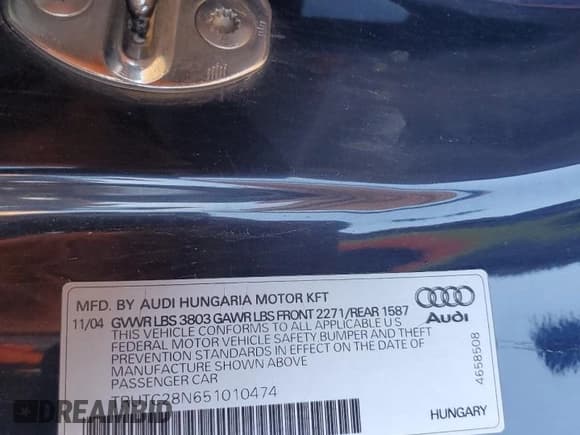 ✅ 2005 Audi TT • VIN: TRUTC28N651010474 • Лот: 60269635. Опубликован ранее на Copart с пробегом 133 837 миль. Бесплатный доступ к архиву аукционных продаж из США и подробный отчёт об истории автомобиля на DreamBid. Изображение 12.