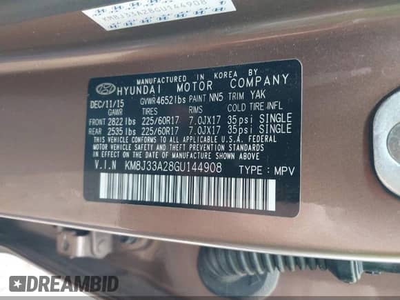 2016 Hyundai Tucson Limited z VIN KM8J33A28GU144908, wystawiony jako IAAI lot #42060348 z przebiegiem 46 542 mil mil oraz . Historia ofert i sprzedaży dostępna na DreamBid. Obrazek 9.