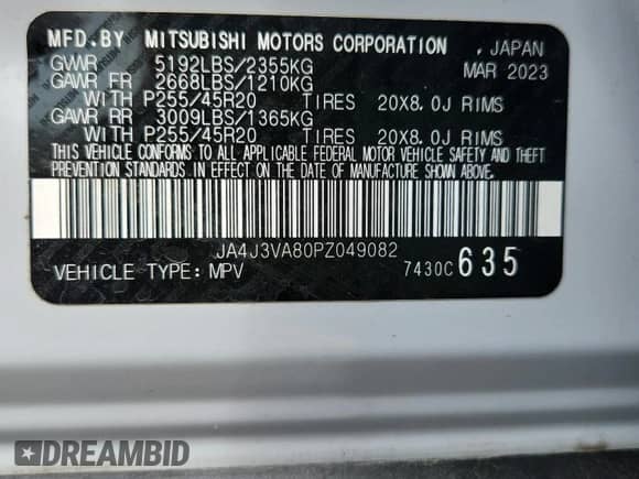 2023 Mitsubishi Outlander SEL with VIN JA4J3VA80PZ049082, listed as a Copart auction lot 70185515 with 30,713 mi miles and Salvage title. Bid and sale history available at DreamBid. Image 13.