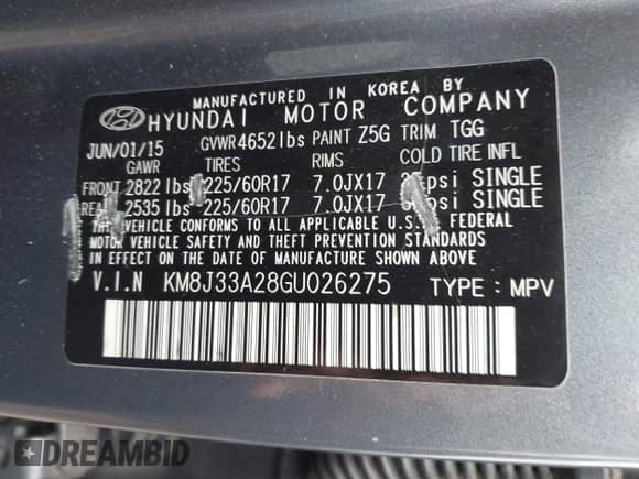 2016 Hyundai Tucson Limited z VIN KM8J33A28GU026275, wystawiony jako IAAI lot #42085348 z przebiegiem 107 130 mil mil oraz . Historia ofert i sprzedaży dostępna na DreamBid. Obrazek 9.