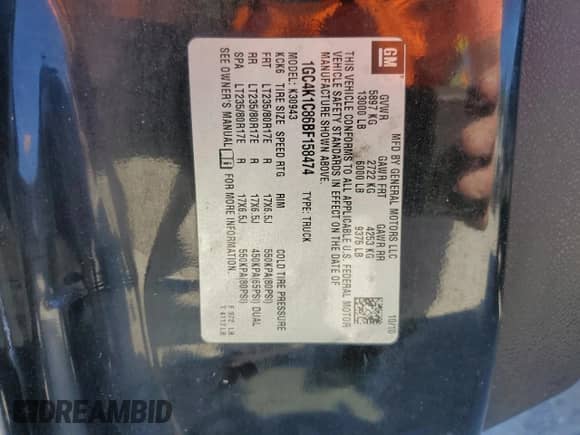 2011 Chevrolet Silverado 3500HD DRW LTZ z VIN 1GC4K1C86BF158474, wystawiony jako Copart lot #81542874 z przebiegiem 210 488 mil mil oraz Szkoda całkowita • Salvage title. Historia ofert i sprzedaży dostępna na DreamBid. Obrazek 12.