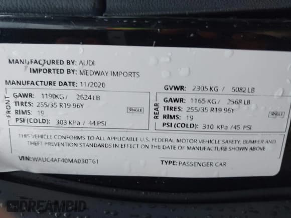 ✅ 2021 Audi S4 Prestige • VIN: WAUC4AF40MA030761 • Лот: 43285046. Опубликован ранее на IAAI с пробегом 37 442 миль. Бесплатный доступ к архиву аукционных продаж из США и подробный отчёт об истории автомобиля на DreamBid. Изображение 9.