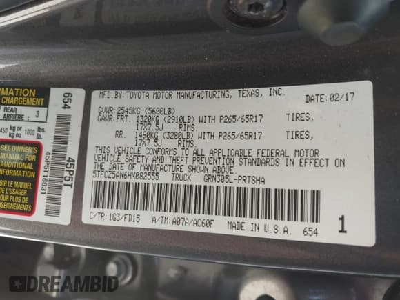 ✅ 2017 Toyota Tacoma SR5 • VIN: 5TFCZ5AN6HX082555 • Lot: 42716118. Listed on IAAI with 100,116 mi. Free auction sales archive from the USA and detailed vehicle history report at DreamBid. Image 9.