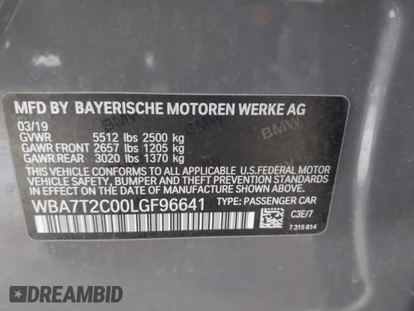 ✅ 2020 BMW 7 Series 740i • VIN: WBA7T2C00LGF96641 • Lot: 43747060. Wystawiony na IAAI z przebiegiem 115 514 mil. Bezpłatny archiwum sprzedaży aukcyjnych z USA i szczegółowy raport historii pojazdu na DreamBid. Zdjęcie 9.