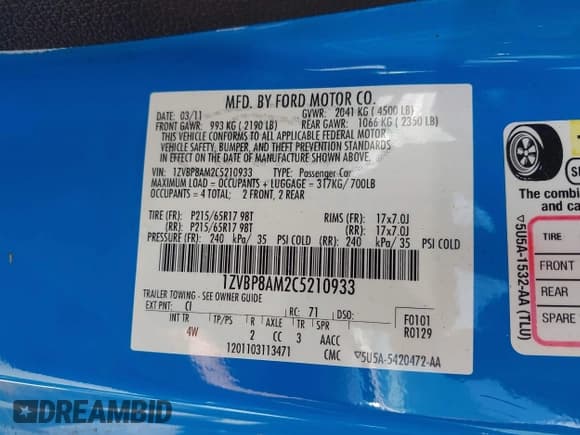 ✅ 2012 Ford Mustang Premium • VIN: 1ZVBP8AM2C5210933 • Лот: 42748765. Опубликован ранее на IAAI с пробегом 91 359 миль. Бесплатный доступ к архиву аукционных продаж из США и подробный отчёт об истории автомобиля на DreamBid. Изображение 9.