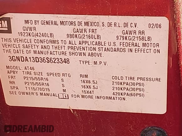 ✅ 2006 Chevrolet HHR LS • VIN: 3GNDA13D36S623348 • Lot: 42169784. Listed on IAAI with 133,648 mi. Free auction sales archive from the USA and detailed vehicle history report at DreamBid. Image 9.