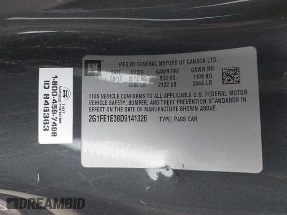 ✅ 2013 Chevrolet Camaro LS • VIN: 2G1FE1E38D9141326 • Lot: 41322363. Listed on IAAI with 85,434 mi. Free auction sales archive from the USA and detailed vehicle history report at DreamBid. Image 9.