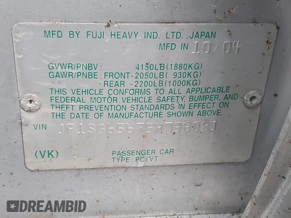 ✅ 2005 Subaru Forester XS • VIN: JF1SG65675H736081 • Lot: 43834889. Listed on IAAI with Not provided. Free auction sales archive from the USA and detailed vehicle history report at DreamBid. Image 9.