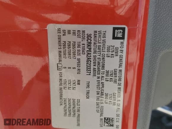 ✅ 2010 Chevrolet Silverado 1500 Work Truck • VIN: 3GCRKPEA2AG233371 • Lot: 53309495. Listed on Copart with 150,380 mi. Free auction sales archive from the USA and detailed vehicle history report at DreamBid. Image 12.