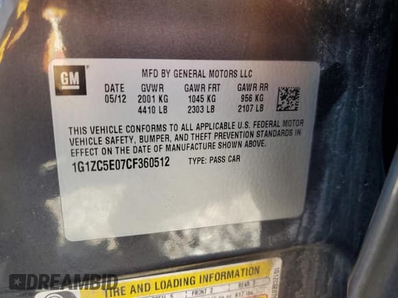 ✅ 2012 Chevrolet Malibu 1LT • VIN: 1G1ZC5E07CF360512 • Лот: 87051105. Опубликован ранее на Copart с пробегом 255 354 миль. Бесплатный доступ к архиву аукционных продаж из США и подробный отчёт об истории автомобиля на DreamBid. Изображение 12.