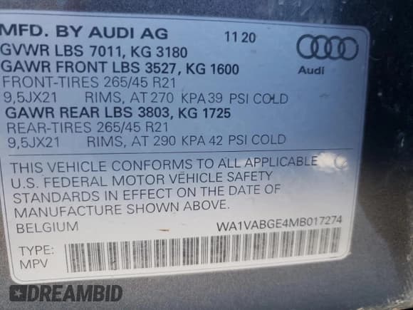 ✅ 2021 Audi e-tron Prestige • VIN: WA1VABGE4MB017274 • Lot: 51083674. Listed on Copart with 19,102 mi. Free auction sales archive from the USA and detailed vehicle history report at DreamBid. Image 14.