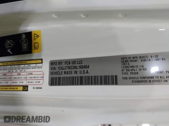 ✅ 2022 Jeep Gladiator Rubicon • VIN: 1C6JJTBG3NL160464 • Лот: 43070209. Опубликован ранее на IAAI с пробегом 52 184 миль. Бесплатный доступ к архиву аукционных продаж из США и подробный отчёт об истории автомобиля на DreamBid. Изображение 9.