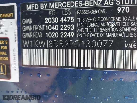 ✅ 2023 Mercedes-Benz C 300 • VIN: W1KWJ8DB2PG130077 • Лот: 42026028. Опубликован ранее на IAAI с пробегом 13 263 миль. Бесплатный доступ к архиву аукционных продаж из США и подробный отчёт об истории автомобиля на DreamBid. Изображение 9.