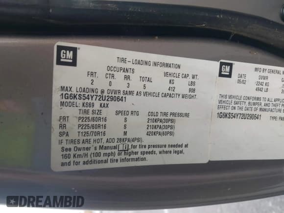 ✅ 2002 Cadillac Seville Luxury SLS • VIN: 1G6KS54Y72U290641 • Lot: 42357839. Wystawiony na IAAI z przebiegiem Nie podano. Bezpłatny archiwum sprzedaży aukcyjnych z USA i szczegółowy raport historii pojazdu na DreamBid. Zdjęcie 9.