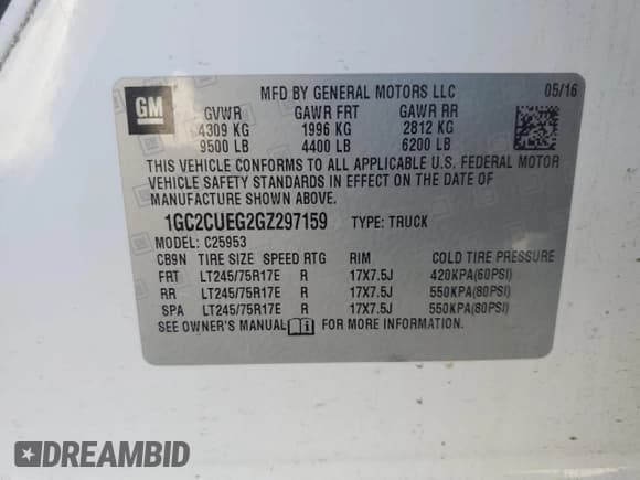 ✅ 2016 Chevrolet Silverado 2500HD Work Truck • VIN: 1GC2CUEG2GZ297159 • Lot: 74960254. Wystawiony na Copart z przebiegiem 247 790 mil. Bezpłatny archiwum sprzedaży aukcyjnych z USA i szczegółowy raport historii pojazdu na DreamBid. Zdjęcie 12.