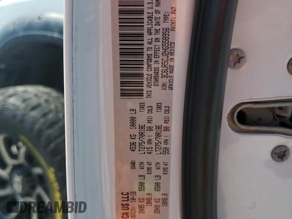 ✅ 2017 Ram 2500 Tradesman • VIN: 3C6UR5CJ2HG558956 • Lot: 69131745. Listed on Copart with 166,784 mi. Free auction sales archive from the USA and detailed vehicle history report at DreamBid. Image 12.