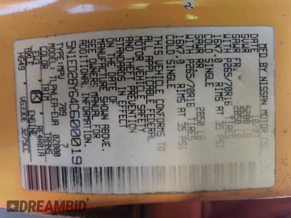 ✅ 2004 Nissan Xterra XE • VIN: 5N1ED28Y64C600019 • Lot: 43814096. Listed on IAAI with 167,001 mi. Free auction sales archive from the USA and detailed vehicle history report at DreamBid. Image 9.