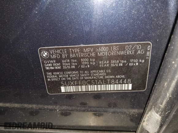 ✅ 2010 BMW X5 35d • VIN: 5UXFF0C51ALT84448 • Лот: 43909446. Опубликован ранее на IAAI с пробегом 188 256 миль. Бесплатный доступ к архиву аукционных продаж из США и подробный отчёт об истории автомобиля на DreamBid. Изображение 9.