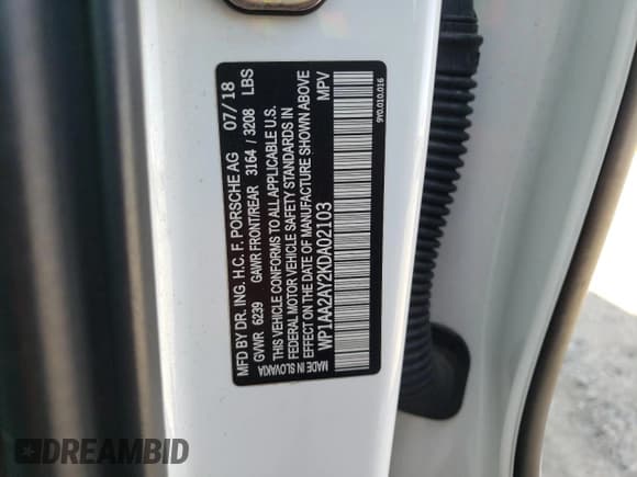 ✅ 2019 Porsche Cayenne • VIN: WP1AA2AY2KDA02103 • Лот: 62549665. Опубликован ранее на Copart с пробегом 69 153 миль. Бесплатный доступ к архиву аукционных продаж из США и подробный отчёт об истории автомобиля на DreamBid. Изображение 13.