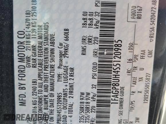 2025 Ford Mustang EcoBoost Premium with VIN 1FAGP8UH4S5120985, listed as a Copart auction lot 87439615 with Not provided miles and Clean title. Bid and sale history available at DreamBid. Image 12.