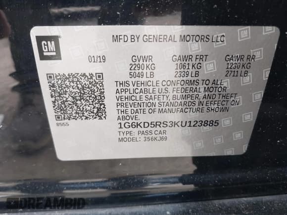 ✅ 2019 Cadillac CT6 Premium Luxury AWD • VIN: 1G6KD5RS3KU123885 • Lot: 42200429. Listed on IAAI with 66,611 mi. Free auction sales archive from the USA and detailed vehicle history report at DreamBid. Image 9.