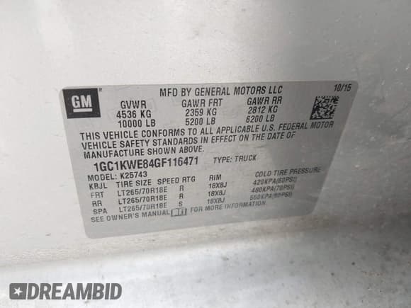 ✅ 2016 Chevrolet Silverado 2500HD LTZ • VIN: 1GC1KWE84GF116471 • Lot: 42320881. Listed on IAAI with 240,834 mi. Free auction sales archive from the USA and detailed vehicle history report at DreamBid. Image 9.