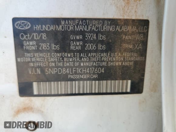 ✅ 2019 Hyundai Elantra SEL • VIN: 5NPD84LF1KH417604 • Lot: 81415305. Wystawiony na Copart z przebiegiem 154 249 mil. Bezpłatny archiwum sprzedaży aukcyjnych z USA i szczegółowy raport historii pojazdu na DreamBid. Zdjęcie 12.