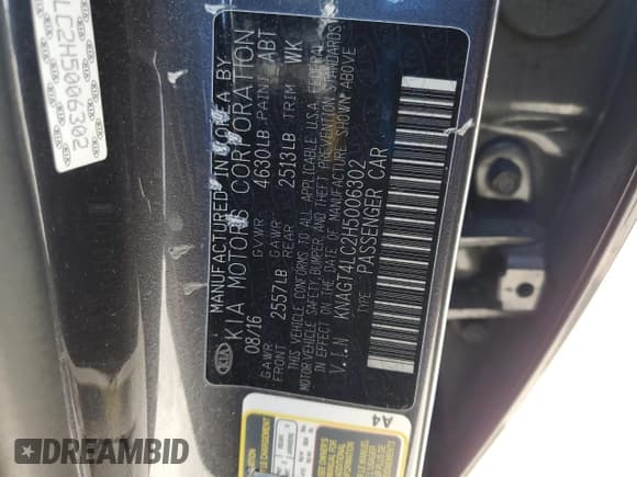 ✅ 2017 Kia Optima • VIN: KNAGT4LC2H5006302 • Lot: 69453235. Listed on Copart with 159,213 mi. Free auction sales archive from the USA and detailed vehicle history report at DreamBid. Image 12.