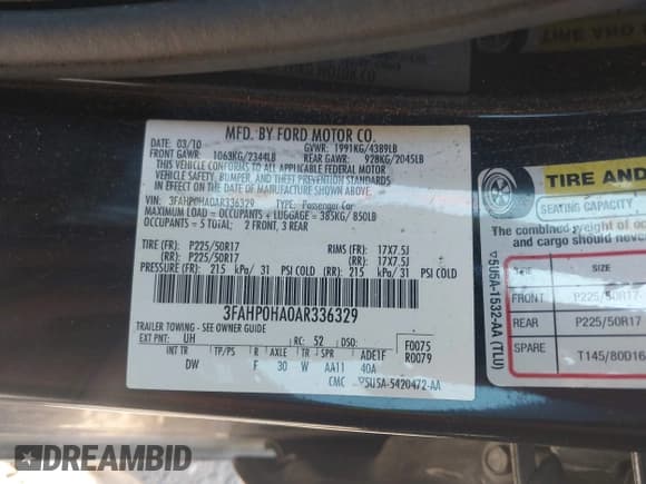 ✅ 2010 Ford Fusion SE • VIN: 3FAHP0HA0AR336329 • Лот: 43577644. Опубликован ранее на IAAI с пробегом 109 812 миль. Бесплатный доступ к архиву аукционных продаж из США и подробный отчёт об истории автомобиля на DreamBid. Изображение 9.