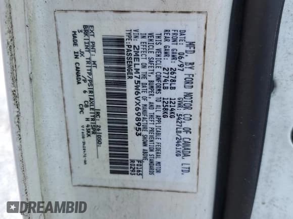 ✅ 1997 Mercury Grand Marquis LS • VIN: 2MELM75W6VX698953 • Лот: 57653285. Опубликован ранее на Copart с пробегом 199 053 миль. Бесплатный доступ к архиву аукционных продаж из США и подробный отчёт об истории автомобиля на DreamBid. Изображение 12.