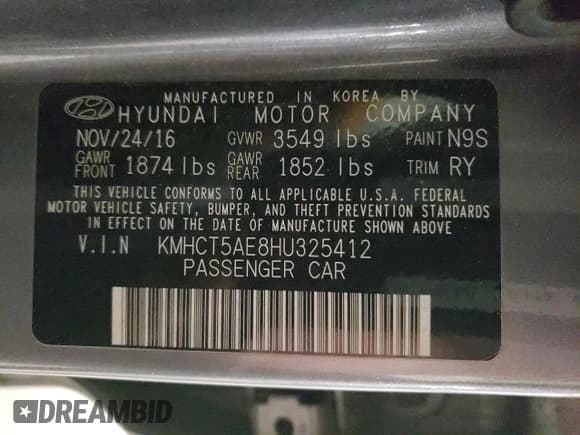 ✅ 2017 Hyundai Accent SE • VIN: KMHCT5AE8HU325412 • Лот: 77629754. Опубликован ранее на Copart с пробегом 125 589 миль. Бесплатный доступ к архиву аукционных продаж из США и подробный отчёт об истории автомобиля на DreamBid. Изображение 13.