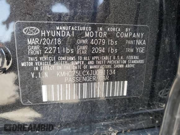2018 Hyundai Ioniq SEL с VIN KMHC75LCXJU091134, выставлен на аукционе Copart как лот 69488804 с пробегом Не указан миль и Списание • Salvage title. История ставок и продаж доступна на DreamBid. Изображение 13.