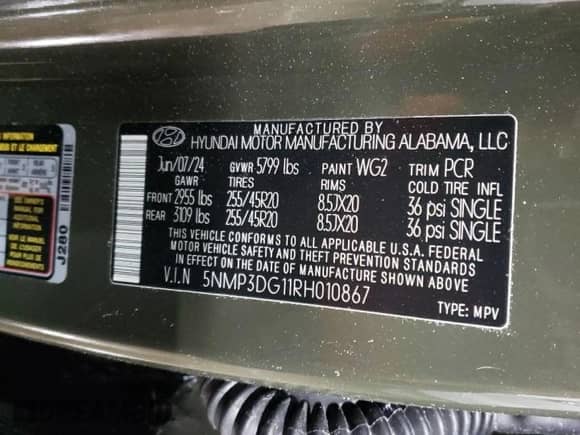 2024 Hyundai Santa Fe Limited с VIN 5NMP3DG11RH010867, выставлен на аукционе Copart как лот 46503485 с пробегом 15 297 миль миль и Списание • Salvage title. История ставок и продаж доступна на DreamBid. Изображение 13.