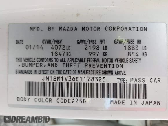 ✅ 2014 Mazda 3 S Touring • VIN: JM1BM1V36E1178325 • Лот: 42860222. Опубликован ранее на IAAI с пробегом 220 945 миль. Бесплатный доступ к архиву аукционных продаж из США и подробный отчёт об истории автомобиля на DreamBid. Изображение 9.