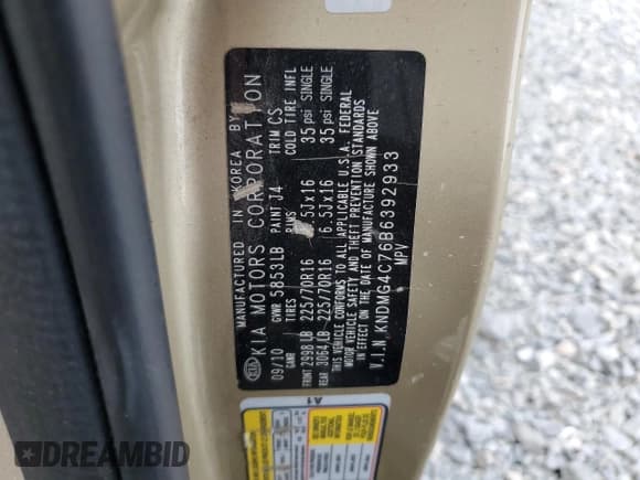 ✅ 2011 Kia Sedona LX • VIN: KNDMG4C76B6392933 • Лот: 81232115. Опубликован ранее на Copart с пробегом 257 534 миль. Бесплатный доступ к архиву аукционных продаж из США и подробный отчёт об истории автомобиля на DreamBid. Изображение 13.