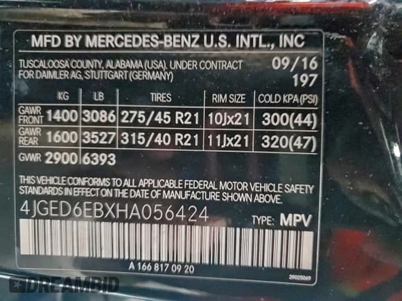 ✅ 2017 Mercedes-Benz GLE 43 AMG • VIN: 4JGED6EBXHA056424 • Лот: 95355385. Опубликован ранее на Copart с пробегом 98 986 миль. Бесплатный доступ к архиву аукционных продаж из США и подробный отчёт об истории автомобиля на DreamBid. Изображение 13.