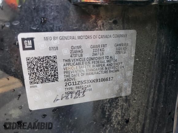 ✅ 2019 Chevrolet Impala LT • VIN: 2G11Z5S3XK9106617 • Лот: 74686984. Опубликован ранее на Copart с пробегом 155 301 миль. Бесплатный доступ к архиву аукционных продаж из США и подробный отчёт об истории автомобиля на DreamBid. Изображение 13.