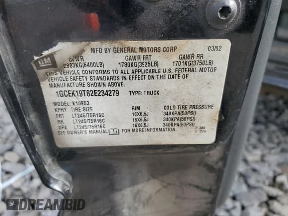 ✅ 2002 Chevrolet Silverado 1500 LS • VIN: 1GCEK19T82E234279 • Лот: 73016954. Опубликован ранее на Copart с пробегом Не указан. Бесплатный доступ к архиву аукционных продаж из США и подробный отчёт об истории автомобиля на DreamBid. Изображение 13.