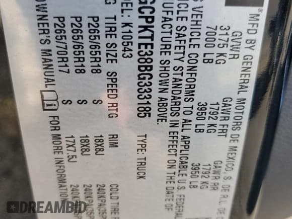 ✅ 2011 Chevrolet Silverado 1500 LTZ • VIN: 3GCPKTE38BG333185 • Lot: 72310444. Listed on Copart with 149,186 mi. Free auction sales archive from the USA and detailed vehicle history report at DreamBid. Image 12.