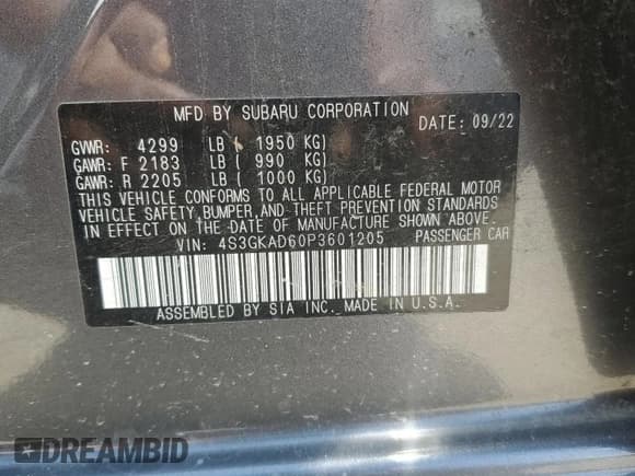 ✅ 2023 Subaru Impreza Premium • VIN: 4S3GKAD60P3601205 • Lot: 64082975. Wystawiony na Copart z przebiegiem 20 538 mil. Bezpłatny archiwum sprzedaży aukcyjnych z USA i szczegółowy raport historii pojazdu na DreamBid. Zdjęcie 13.